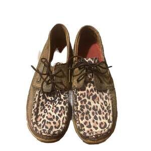 Twisted X Women's Distressed Leopard Print Boat Driving Mocs